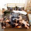 Raccoon Duvet Cover Set Cute Wild Animals Polyester Comforter Cover King Queen Size For Boy Girl Bedding Set With Pillowcase
