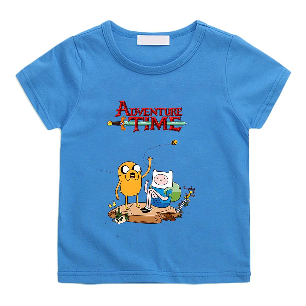 Adventure Time Summer Children's Clothing Cartoon Funnny Tee-shirt High Quality O-neck Tops Kids Short Sleeve Loose Cute Tees 100%Cotton Anime T-shirt