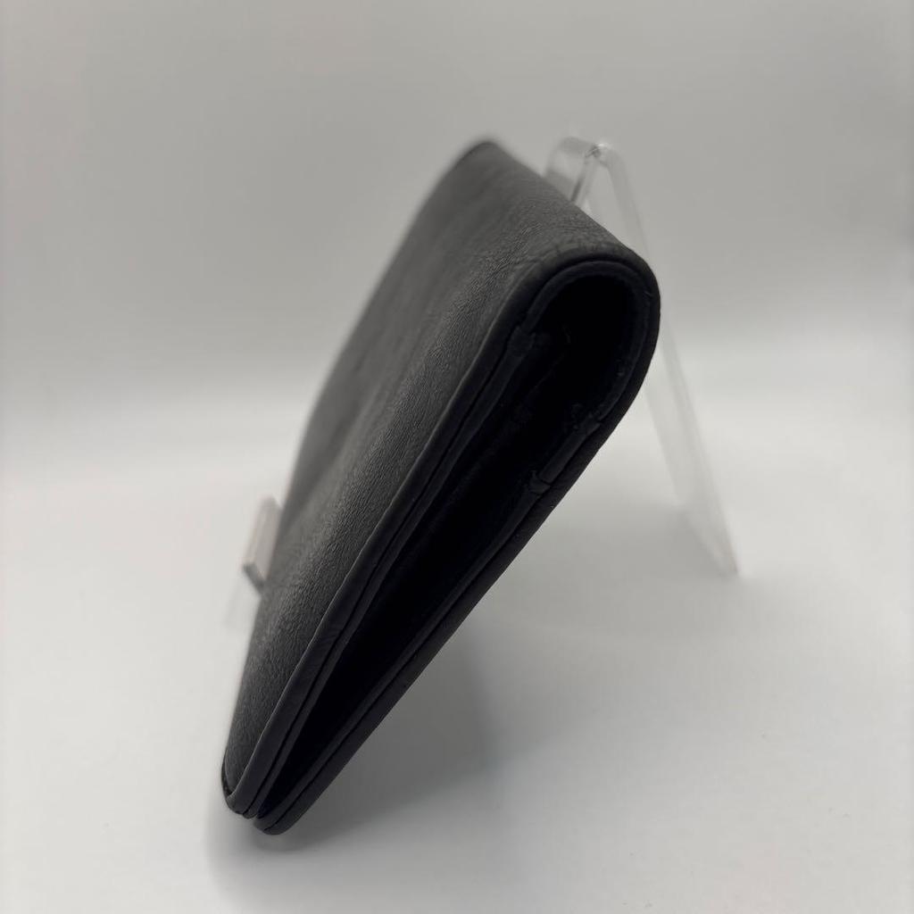 Used CHANEL Long Bi-fold Wallet, Black, Coco Mark, Leather