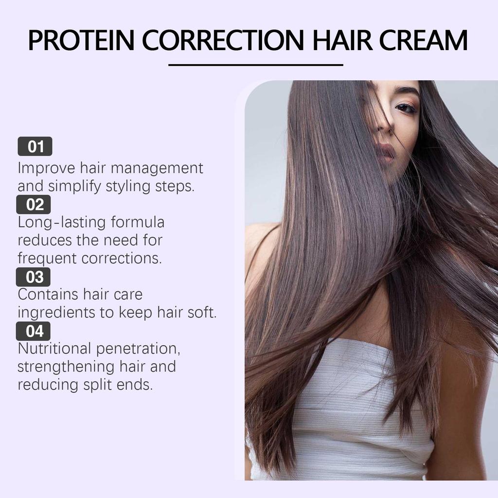 Protein Straightening Cream Nourishes Softens Hair Creating Silky Smooth Hair Repair Frizz Curls Naturally Without Damaging Hair