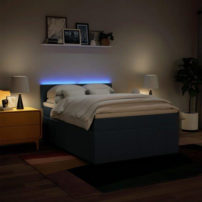 Maison Exclusive - Sommier à lattes de lit avec matelas Bleu 140x200 cm Tissu