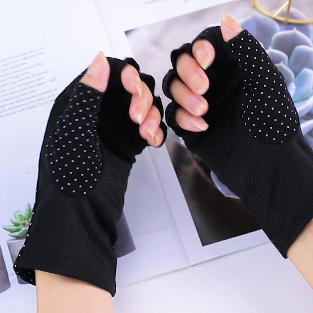 Весенние солнцезащитные перчатки с половиной пальца для вождения, женские тонкие короткие противоскользящие хлопковые перчатки