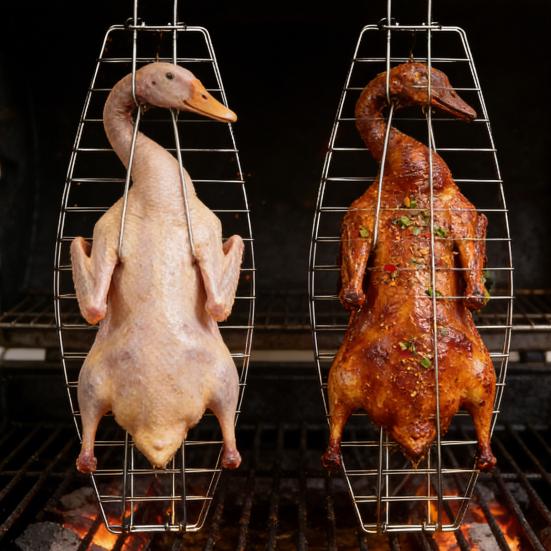 Корзина для жарки рыбы на гриле из нержавеющей стали, подвесная решетка для жарки рыбы, регулируемые запирающиеся петли, инструмент для переворачивания рыбы на гриле для целой рыбы и морепродуктов