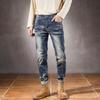 2024 Spring And Autumn New Jeans Men'S Slim Fit Small Foot Trendy Brand Washed Retro Elastic Men'S Long Pants