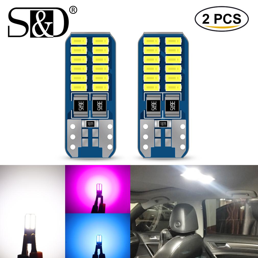2 шт. T10 Led Canbus W5W Светодиодные лампы для салона автомобиля 24smd 3014smd 194 168 Автомобильные светодиодные сигнальные лампы Габаритные фонари Лампы для чтения DC 12 В