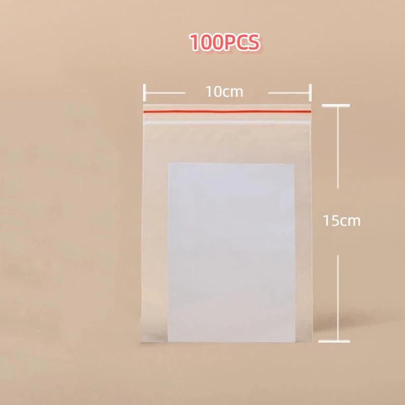 100Pcs Thickened Self Sealing Plastic Bags Transparent Resealable Pouches for Jewelry Food Pills Office Use