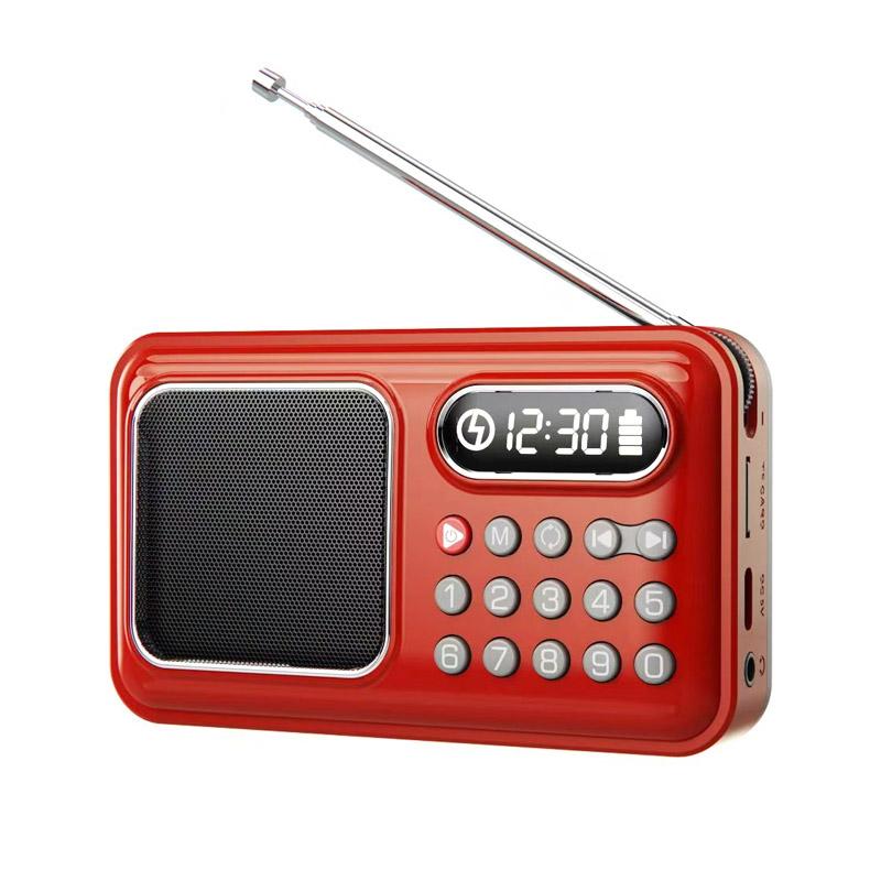 Mini Pocket FM Radio Portable Rechargeable Radios Receiver Wireless Bluetooth Speaker TF Card USB Music Player Power off Memory