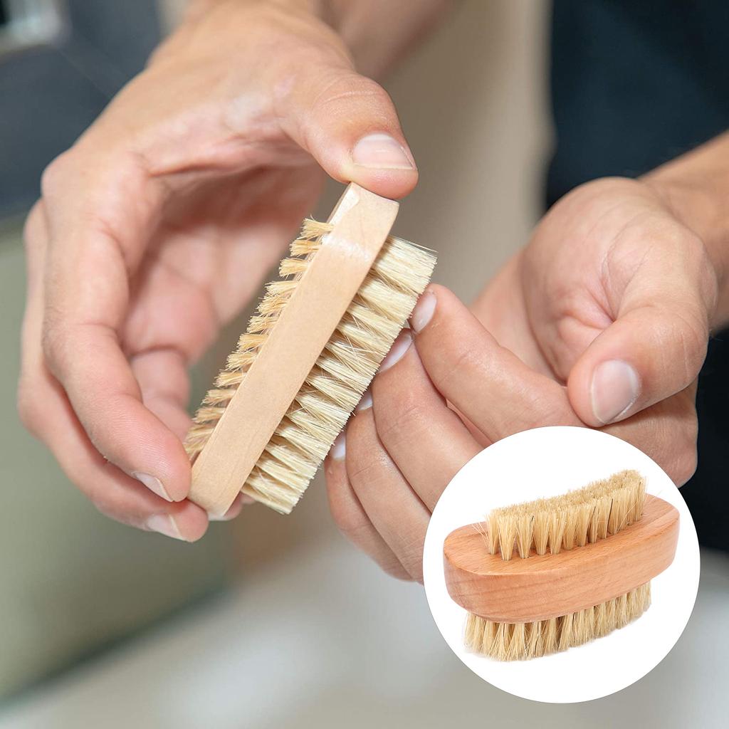 Double Sided Wooden Nail Brush Portable Fingernail Toenail Cleaning Scrub Brush Multifunctional Nail Care Tool for Men Women Daily Use