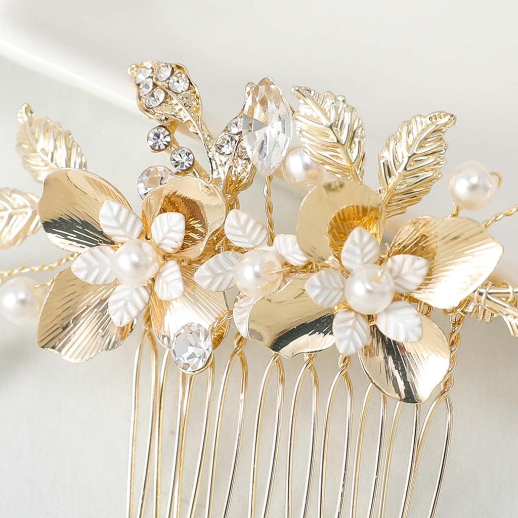 Украшение для волос Haodeliy, головной убор, гребень, U-образная булавка, набор из 3 предметов, свадебный аксессуар для волос ручной работы, головной убор, украшение для волос, цветок, свадебный прием после