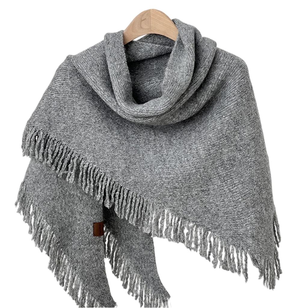 New Ladies Knitted Scarf Fashionable Wool Shawl Winter Warm Women Versatile Scarf High-end Sense Solid Color Tassel Scarf