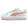 Suede Mayu Thick Sole Wraparound Shock Absorption Wear-Resistant Lightweight Breathable Low-Top Skate Shoes Women Sneaker White Orange 382581-03