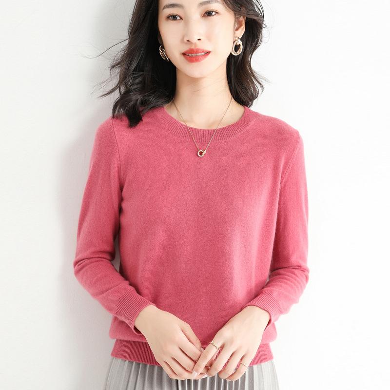 YYFS Женская мода, повседневный однотонный принт, большие размеры, осень-зима, свитера с круглым вырезом и длинными рукавами