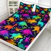 Многоцветный мультяшный узор с динозаврами, шапка на кровать из трех частей, цифровая печать, милый узор, постельный комплект