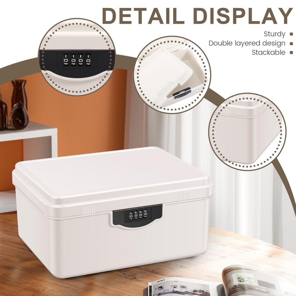 Digital Password Lock Safe Box Plastic Portable Organizer Case Household Cash Jewelry Privacy Security Storage Box with Tray