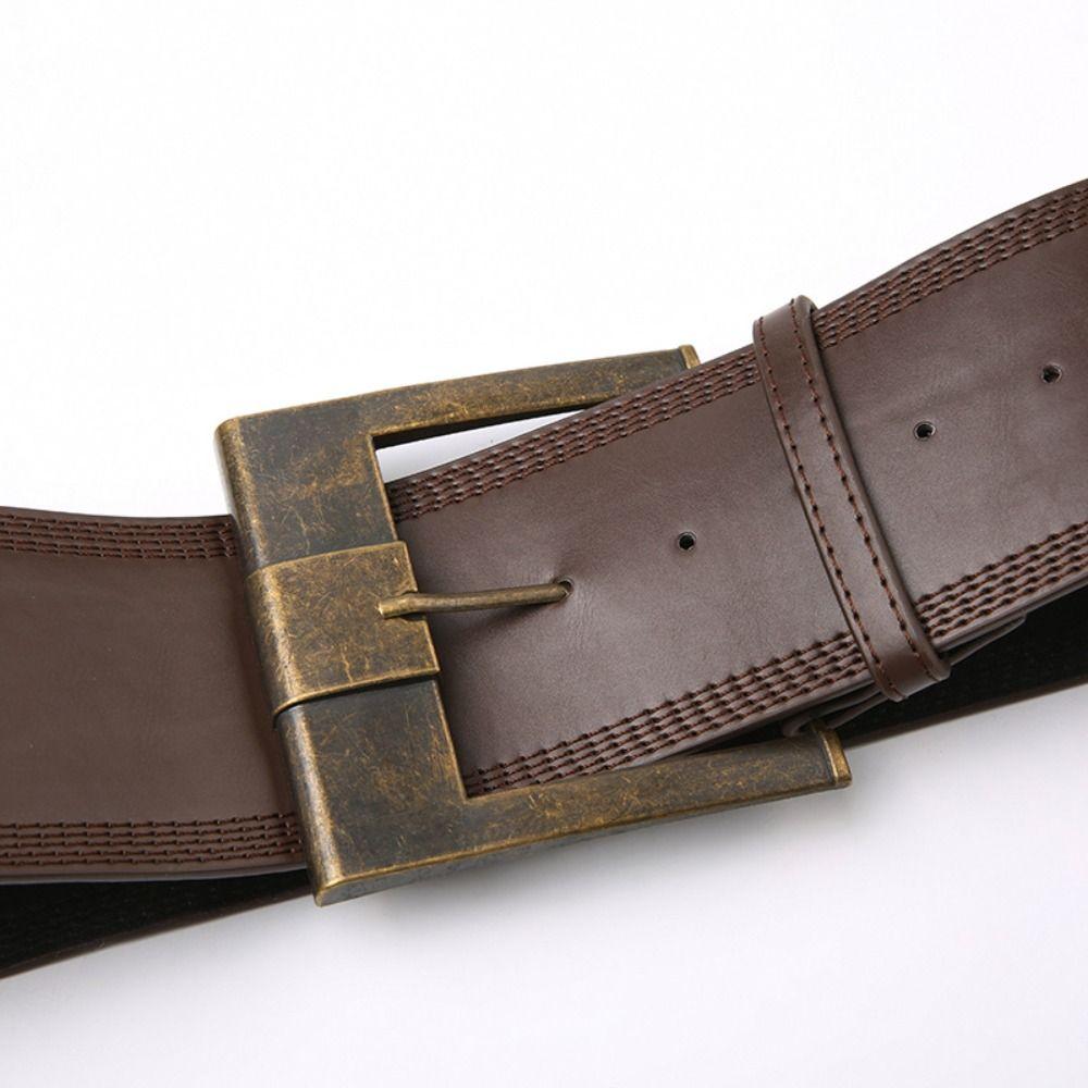 Универсальный кожаный широкий ремень Роскошный дизайн Гранж кушаки Пояс Ретро пряжка-гвоздик Пояс Подарки