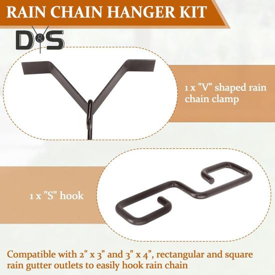 Зажим-адаптер для водосточной цепи Высокая прочность Простая установка Универсальный V-образный крючок-вешалка Аксессуары для водоотвода с дождевой цепью