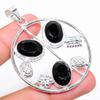 Black Spinel Handmade 925 Sterling Silver Jewelry Pendant 2.25" U2b33