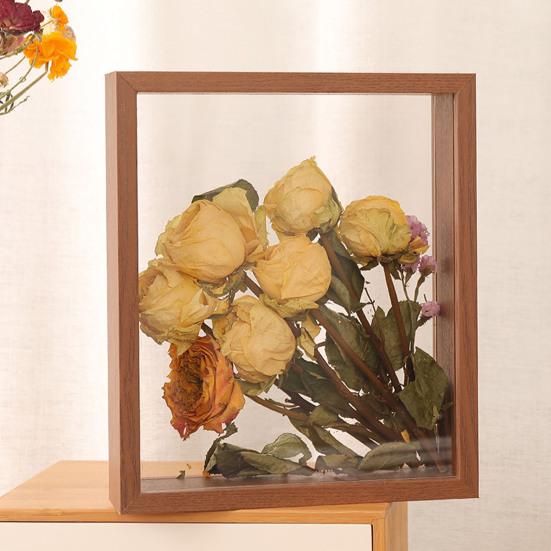 Деревянная фоторамка прозрачная двухсторонняя подставка для дисплея деревенская настольная плавающая фоторамка