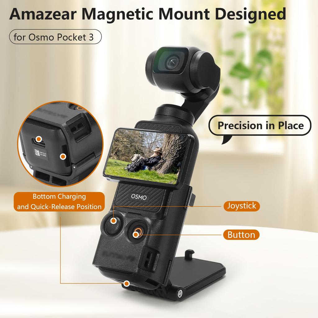 Magnetic Mount Stand Compatible with DJI Osmo Pocket 3, Pocket3 Accessories Expansion Adapter Magnet Suction Case Holder