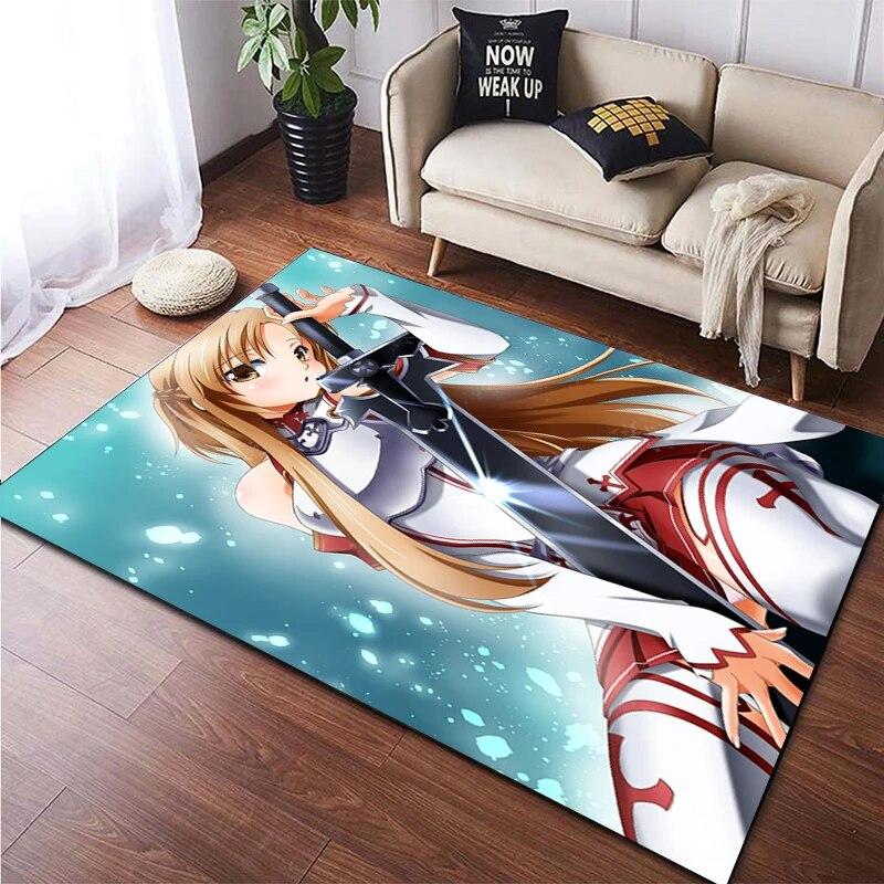 Hot Anime SAO Sword Art Online Modern House Living Room Floor Matte Bedroom Carpet Poster Mat Pattern Decorative Square Rug Gift