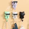 1 Pair Home Hook Organizer Cartoon Cat Style DIY Round Hook Waterproof Moisture-Proof