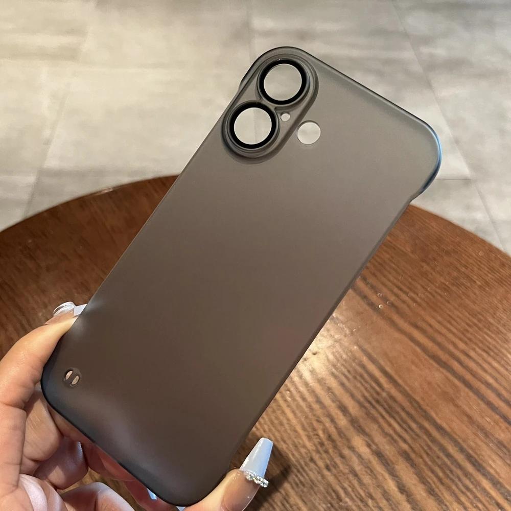 Ультратонкий матовый чехол для iPhone 16 15 14 13 Pro Max, защитное стекло для камеры, без рамки, чехол для ПК