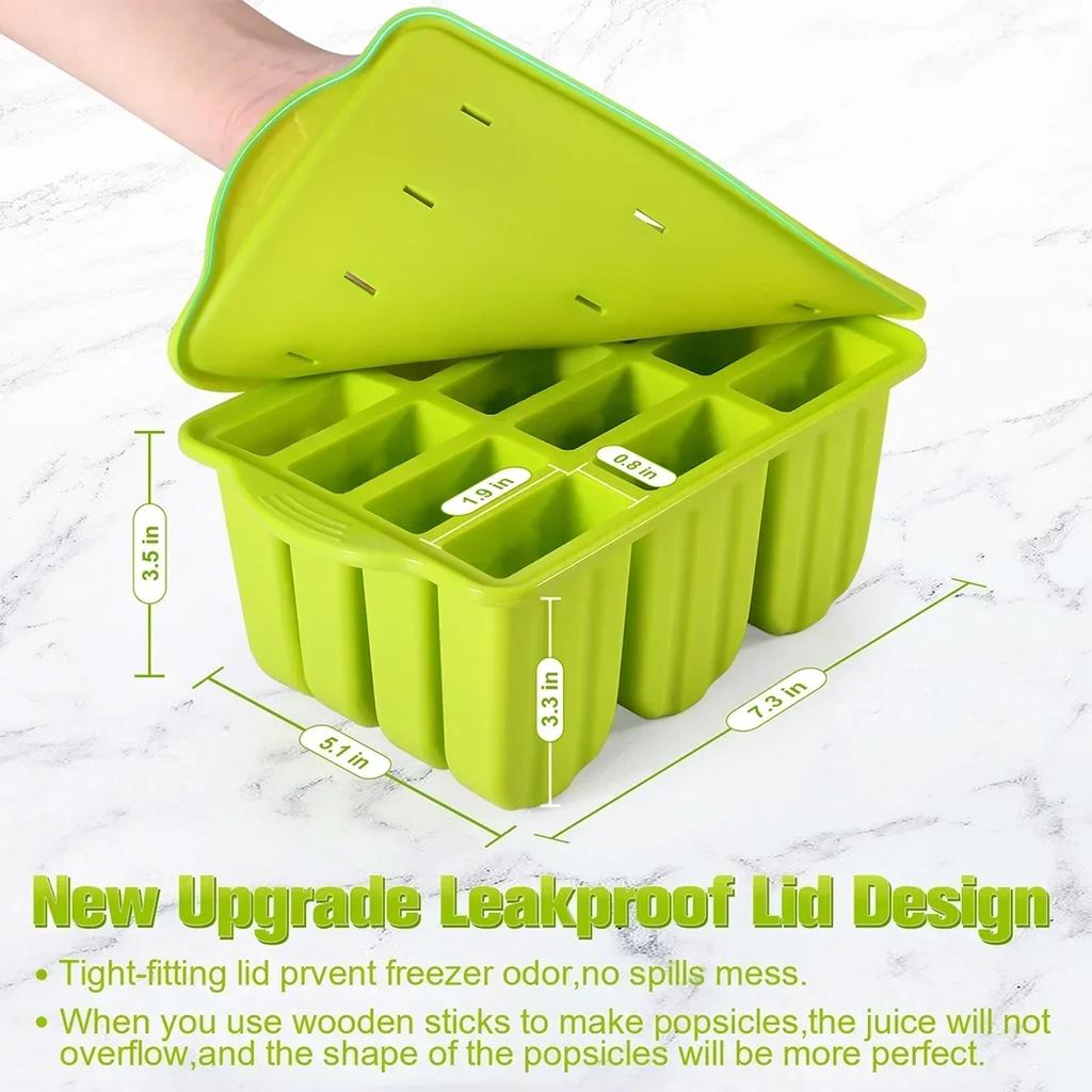 Silicone Ice Lolly Mould Tools with 50 Ice Cream Sticks and Packaging Bag DIY Ice Cream Maker Can Make 12pcs Ice Cream At Once