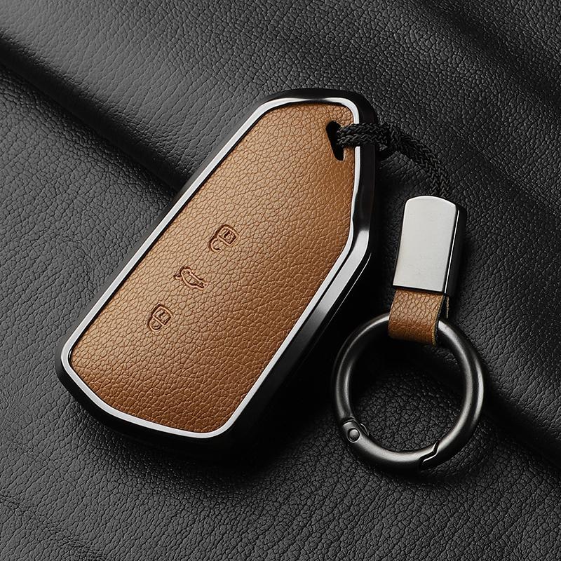 AAABP1 Goatskin Car Key Case Cover For Volkswagen Golf 8 MK8 ID.3 ID.4 Cupra Skoda Octavia A8 SEAT Leon MK4 2020 2021 Formentor Tarraco