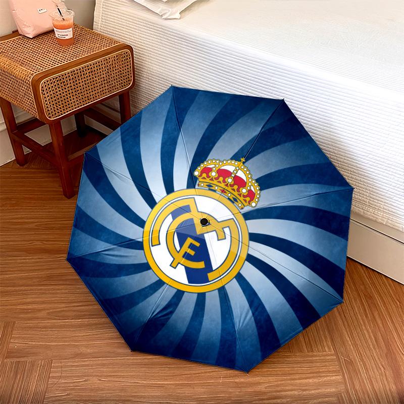 Узор Real Madrid CF, автоматический складной зонт, портативная и складная конструкция, 8 спиц, рождественский или день рождения подарок.