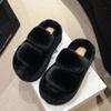 Женские зимние пушистые меховые тапочки Зимние теплые хлопковые тапочки Комфортные домашние шлепанцы Увеличение высоты 7 см Тапочки на платформе для женщин