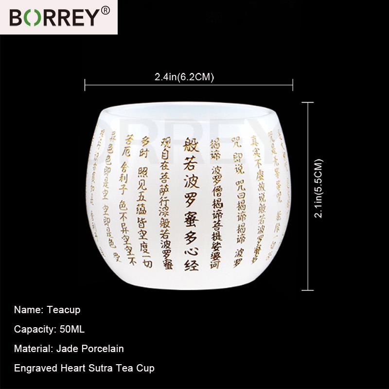 BORREY High-end Jade Porcelain Cup White Porcelain Tea Coffee Cup Traditional Chinese Tea Set Jade Article Kung Fu Tea Cup Gift