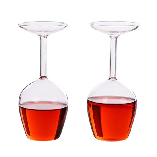 1/2Pcs Wine Glass Easy to Clean Dishwasher Safe Large Capacity Inverted Striped Design High Transparency Wine Glass