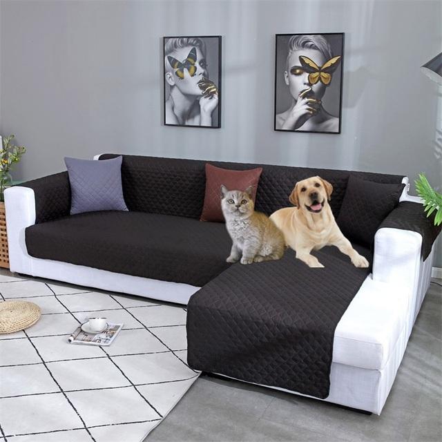 Waterproof L Shape Pet Sofa Covers For Living Room Corner Couch Cover Non Slip Pet Kids Dog Quilted One -Piece Sofa Mat Slipcover