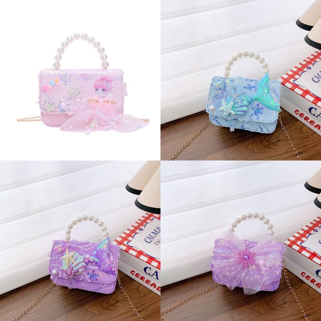 Frozen Pattern Snowflake Childrens Small Crossbody Bag With Material Sequin