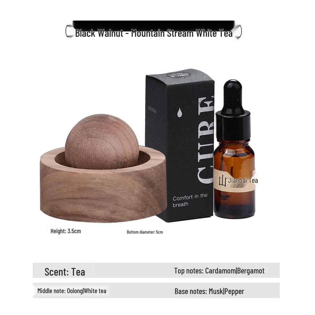 Round Wood Aromatherapy Diffuser - Long-Lasting Essential Oil and Car Fragrance Ornament for Home and Bedroom.