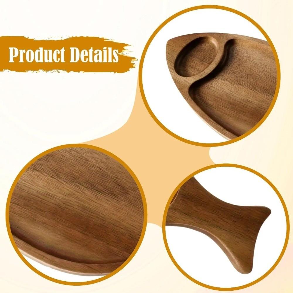 Natural Serving Platter Rustic Solid Wood Tray Tableware Fish Shaped Plate  Restaurant Use