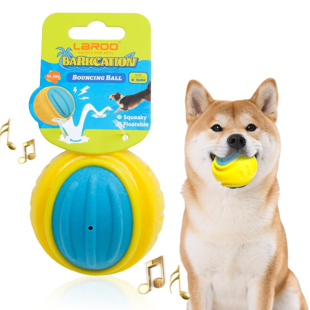 LaRoo Dog Toy Ball with Floats On Durable Natural Rubber Chew Stress Teeth Elastic Indoor and Outdoor For Medium Diameter Sound, Water, Toy, Relief,