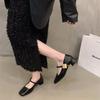 French Black Thick Heel Mary Jane Single Shoes Women'S Shoes Spring Medium And High Heel Square Head Evening Shoes