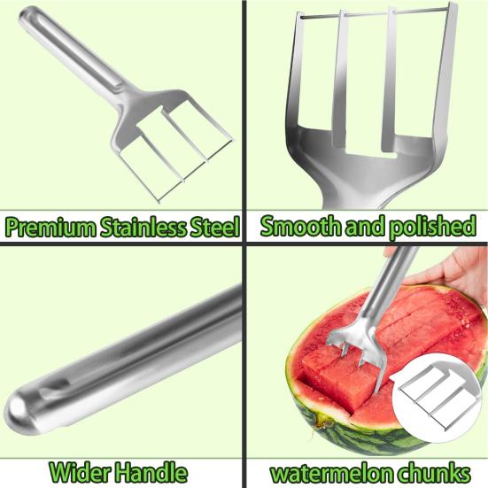 Watermelon Cutter Tool Efficient Stainless Steel Slicer for Watermelon Mango Cantaloupe Portable Kitchen Gadget for Fruit Salad Family Picnics Parties