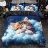 2/3Pcs Quilt Cover Set, Cartoon Animal Cat Printed Duvet Cover Set, King Queen Style Bedding Set, Polyester Machine Washable