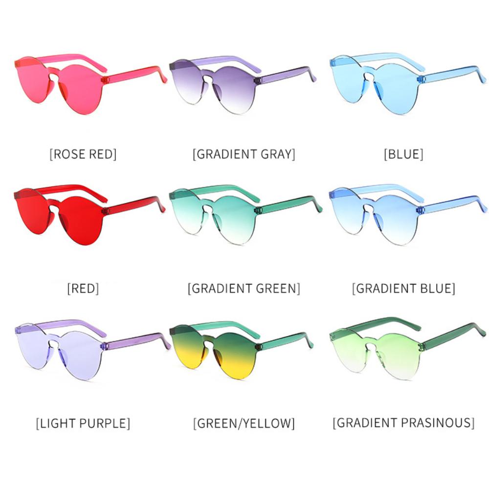 Модные женские солнцезащитные очки с кошачьими ушками, безрамные желе, прозрачные очки, универсальные очки в стиле ретро, ​​очки ярких цветов