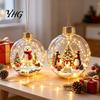 Warm Light Seasonal Ornaments Lighted Christmas Ornaments, 3D Miniature Scene Hanging Balls with LED Light, Cute Indoor Decor Reindeer Penguin