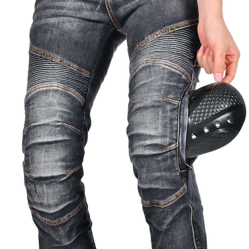 VOLERO+Motorcycle Wash Jeans Women's Vintage Motorcycle Casual Riding Pants+Kevlar Anti Wear And Anti Drop