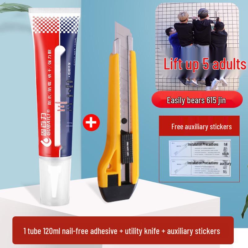 Многофункциональный клей: Без гвоздей, Прочный, Идеально подходит для плитки в ванной комнате, зеркал и стекла.