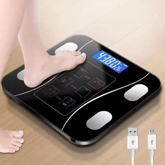 Smart Weight Scale with LED Display 150kg Max. Heavy Duty Rechargeable Digital Scale Accurate Bathroom Body Weight Fat Scale