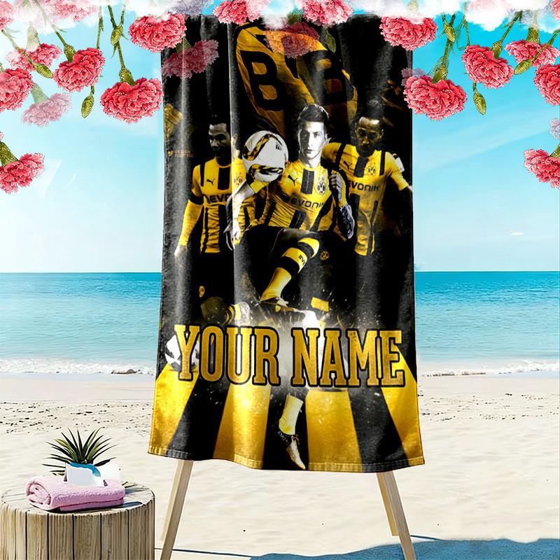 Custom Borussia Dortmund Print Beach Towel, Large Soft Quick Dry Towel for Beach Camping Swimming