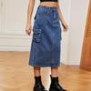Casual Cargo Mid-Length Demin Skirt