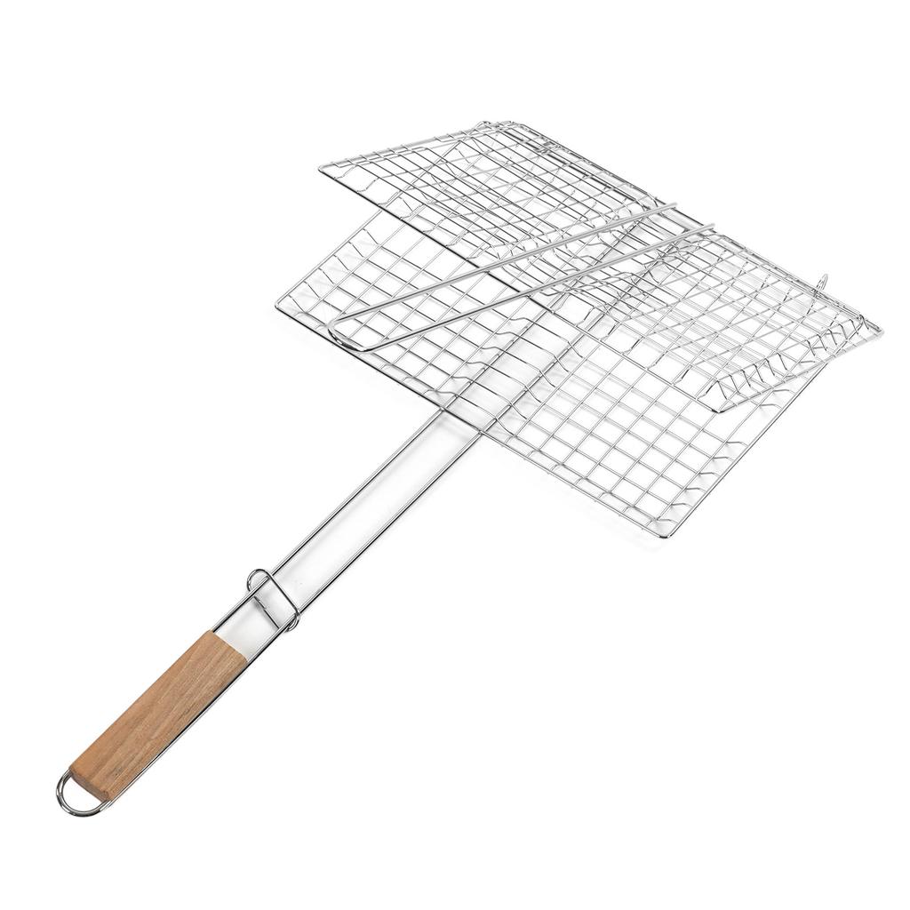 Корзина для гриля барбекю Хромированная сталь Устойчивая к ржавчине Многоцелевая корзина для гриля рыбы для улицы