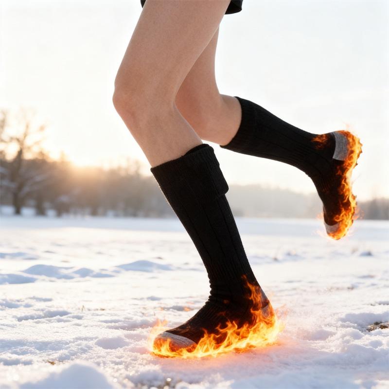 Зимние уличные носки с подогревом для мужчин и женщин - с батарейным блоком, электрическая грелка для ног, термоноски, подходящие для пеших прогулок