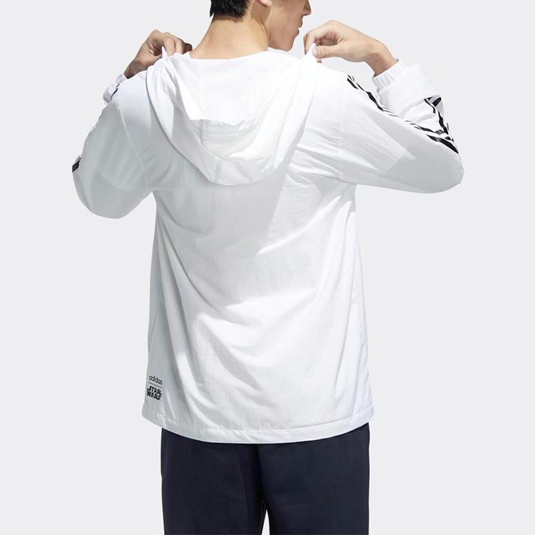 Adidas Neo Logo Print Comfortable Casual Sports Hooded Jacket Men Outerwear White DW8174